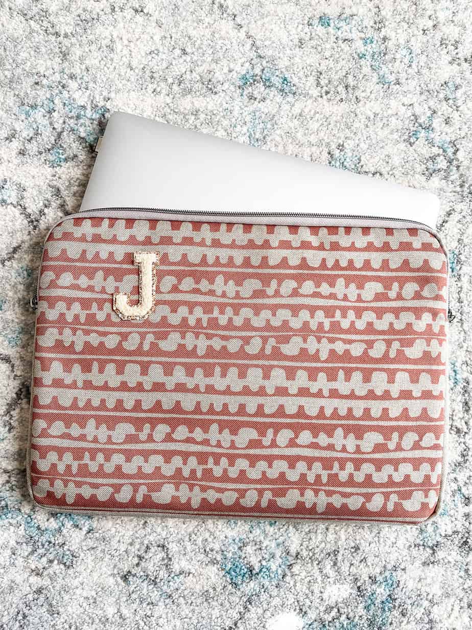 Stoney Clover dupe laptop sleeve case with personalized letter initial patch.