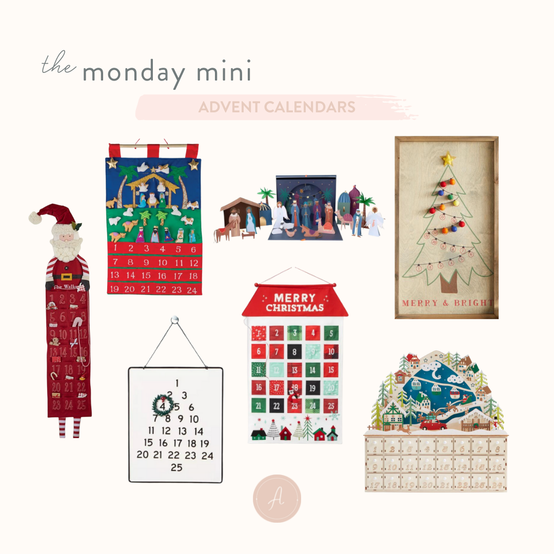 Image with shopping links to advent calendars of different styles, shapes, and prices.